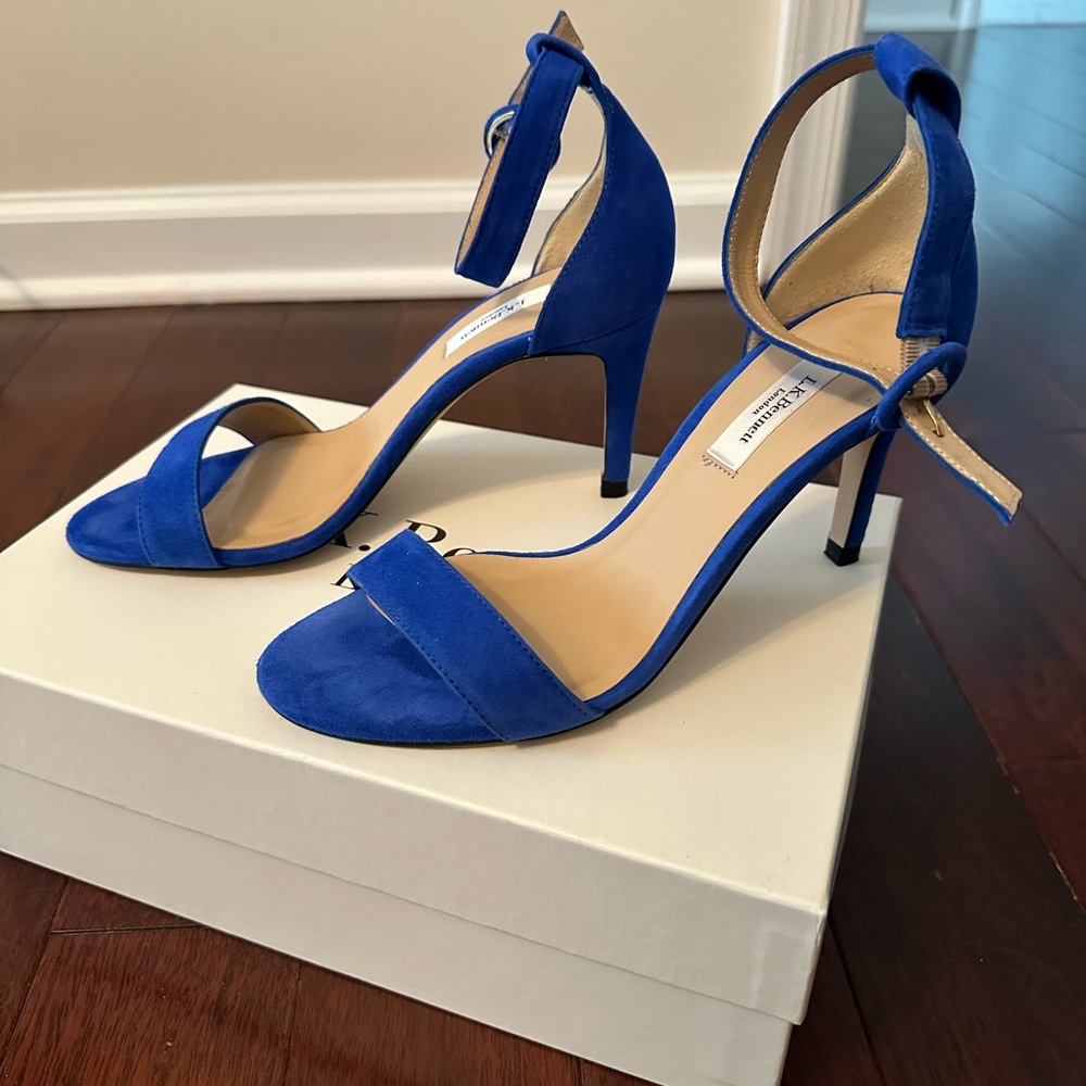 LK Bennett Dora Suede Heeled Sandals in Blue, size 37 - Picture 4 of 7